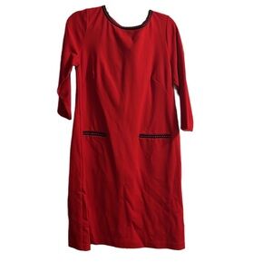 Women’s Talbots Red 3/4 Sleeve Mid Length Dress NWT Size 12P